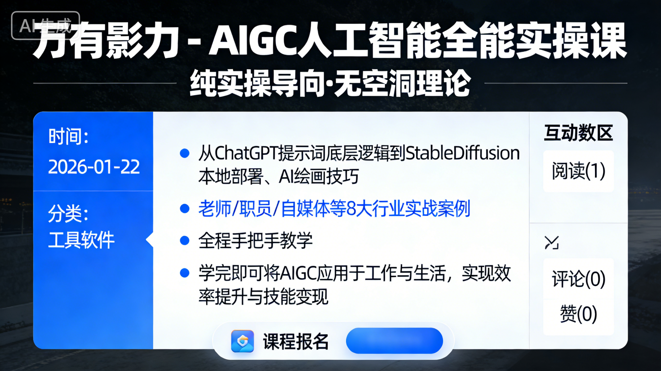 万有影力 – AIGC人工智能全能实操课