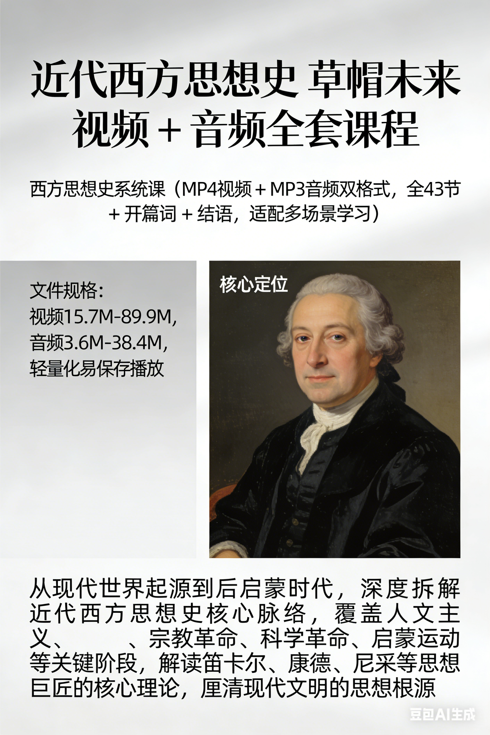 近代西方思想史 草帽未来 视频 + 音频全套课程-是免费•TOP